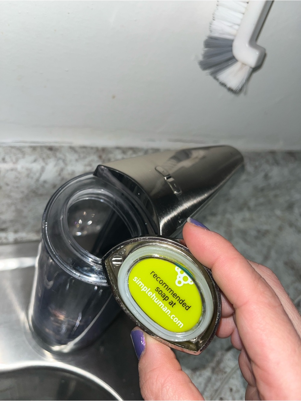 simplehuman Brushed Nickel Touchless 8 oz. Sensor Soap Dispenser - Picture 4 of 7